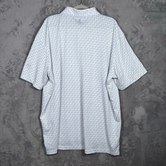 Stitch Golf Polo Shirt 2XL White Patterned 1917 Logo Performance Made in Korea - Picture 2 of 7